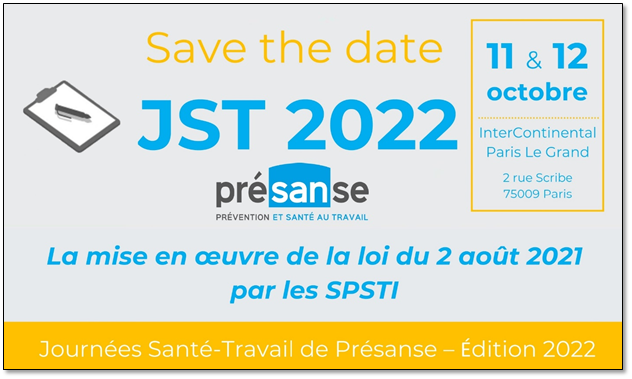 Journée Santé travail                                               11 et 12 Octobre 2022